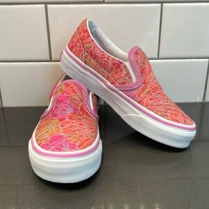 New (No Box) Vans Classic Slip on in Pink Rose Flora size 10.5 little kid